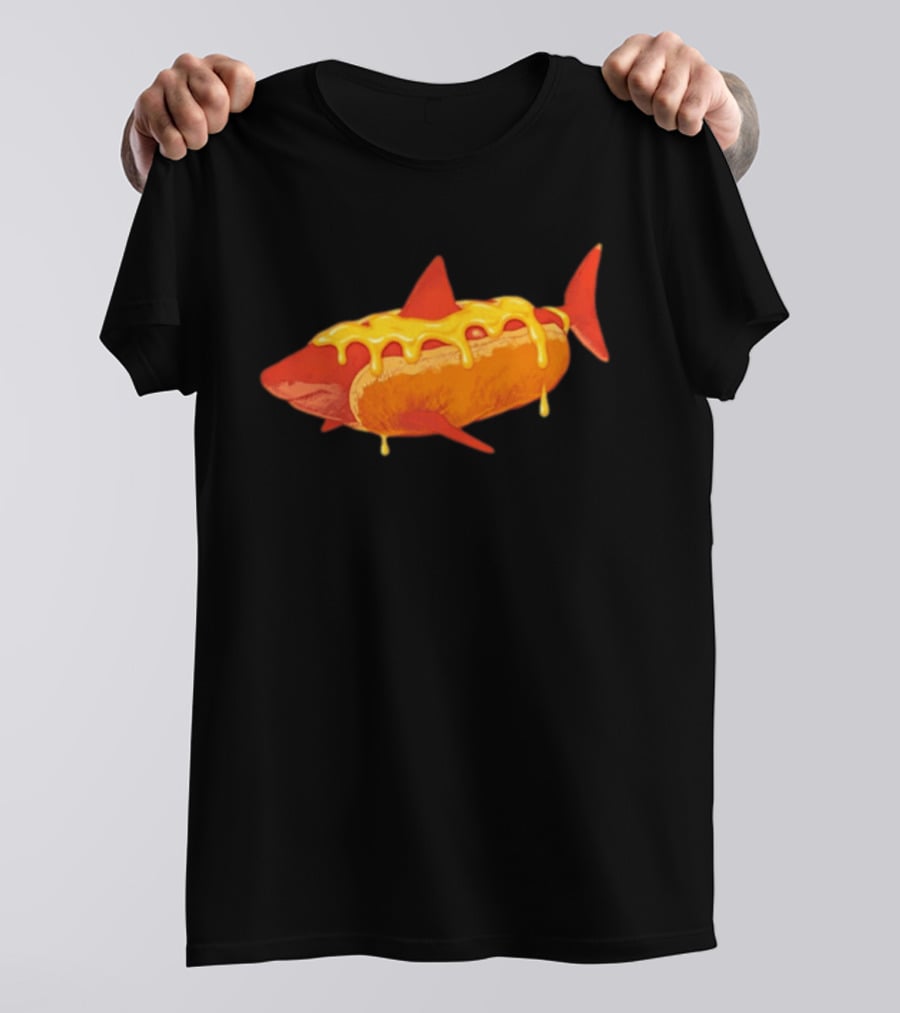 Hot Dog Shark With Melting Cheese Drizzle T-Shirt