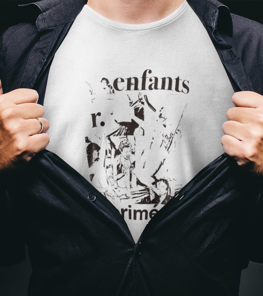 Enfants R Deprimes Monochrome Sketch Print T-Shirt
