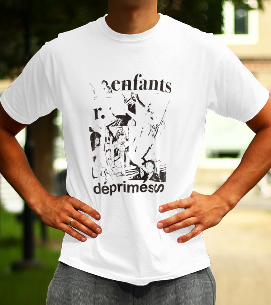 Enfants R Deprimes Monochrome Sketch Print T-Shirt