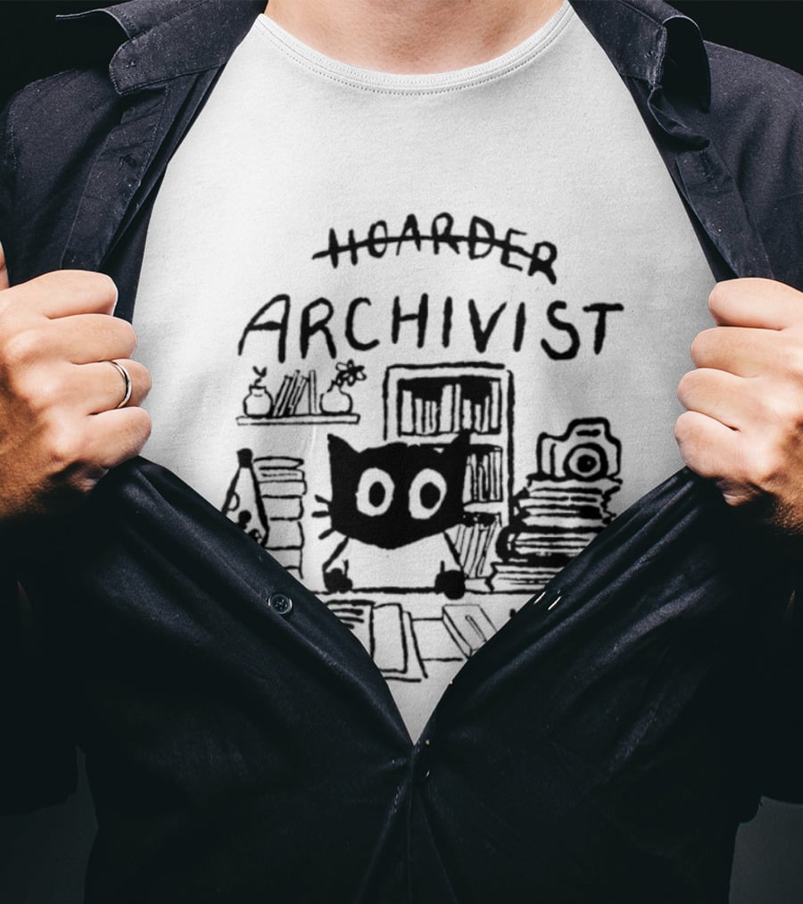 Cat Hoarder Archivist Bookworm Librarian T-Shirt