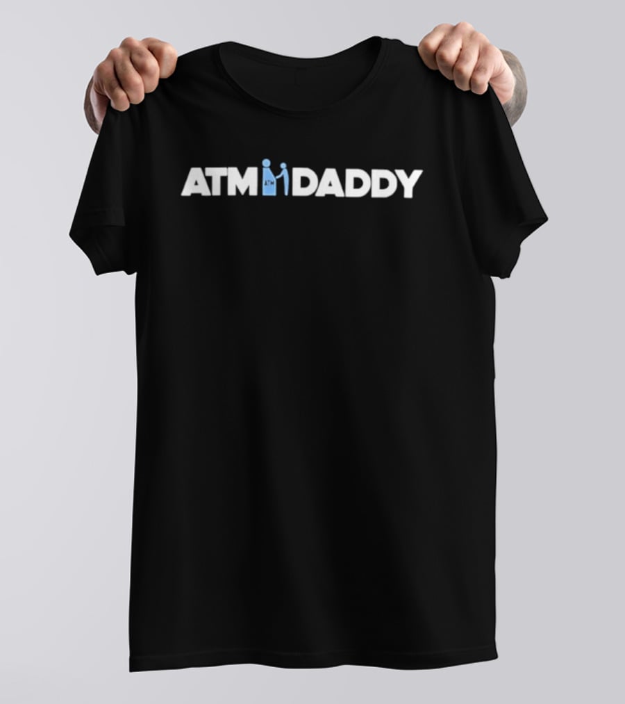 ATM Daddy Text With Iconic Figures In White T-Shirt