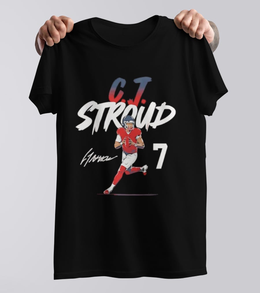 C.J. Stroud Houston Texans 7 Football Star 2026 Signature Pose T-Shirt