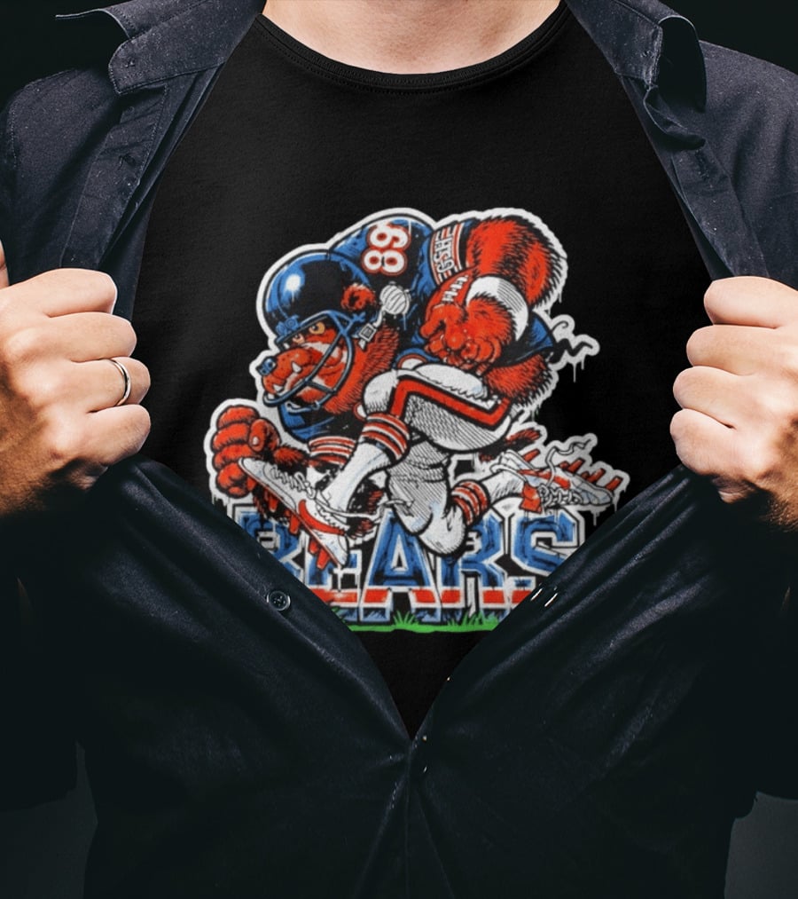 Mike Ditka 89 Chicago Bears Football Bear Fierce Cartoon Helmet T-Shirt