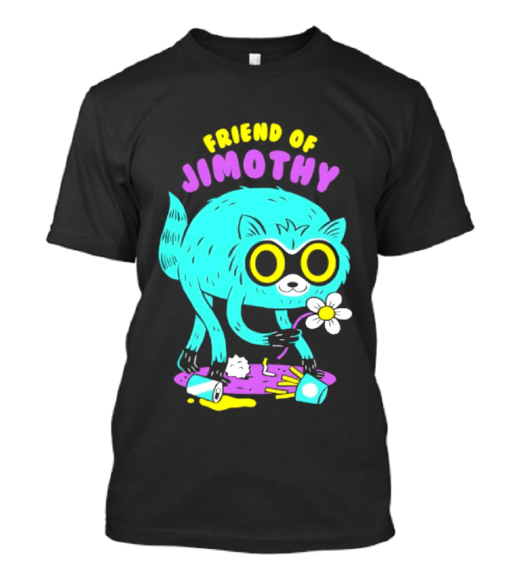 Friend Of Jimothy Raccoon Holding Flower Cute Cartoon T-Shirt