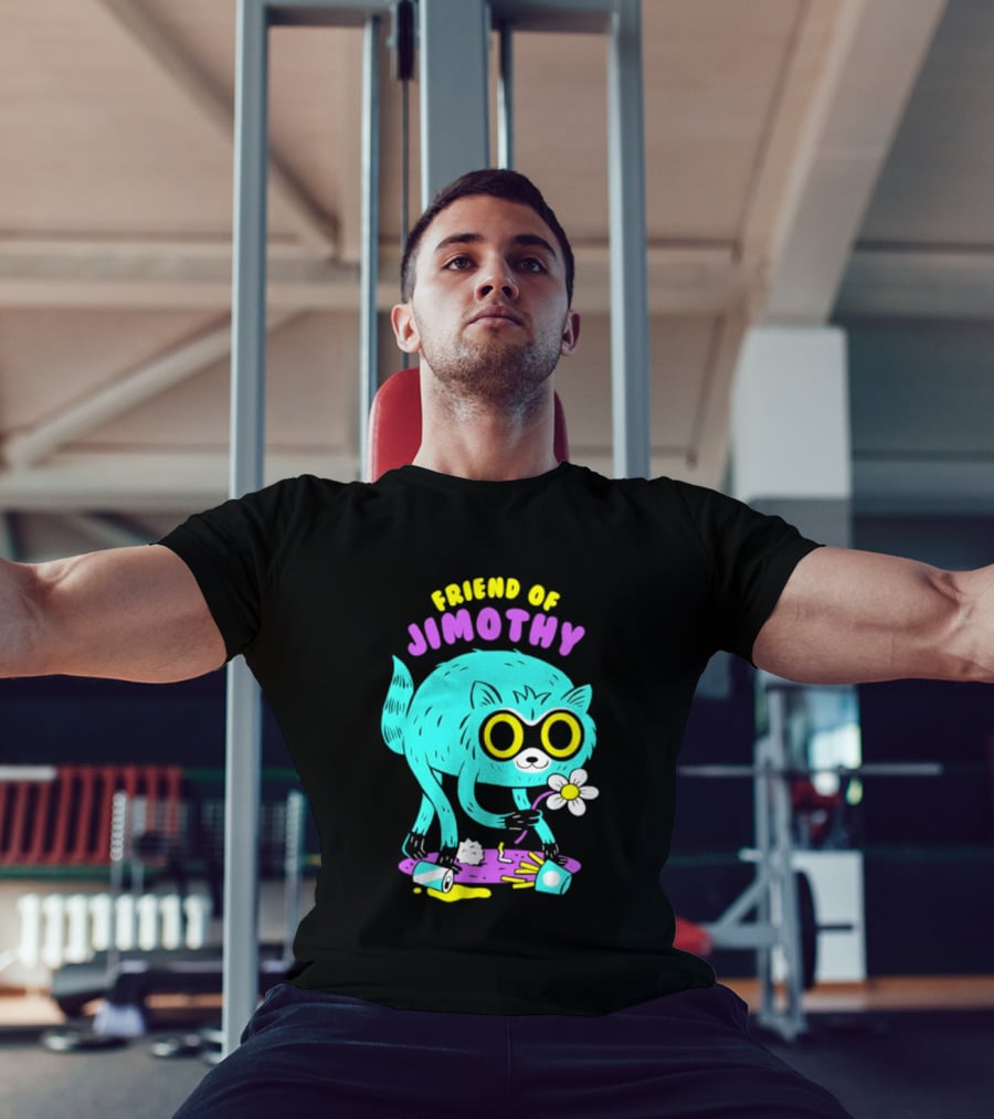Friend Of Jimothy Raccoon Holding Flower Cute Cartoon T-Shirt