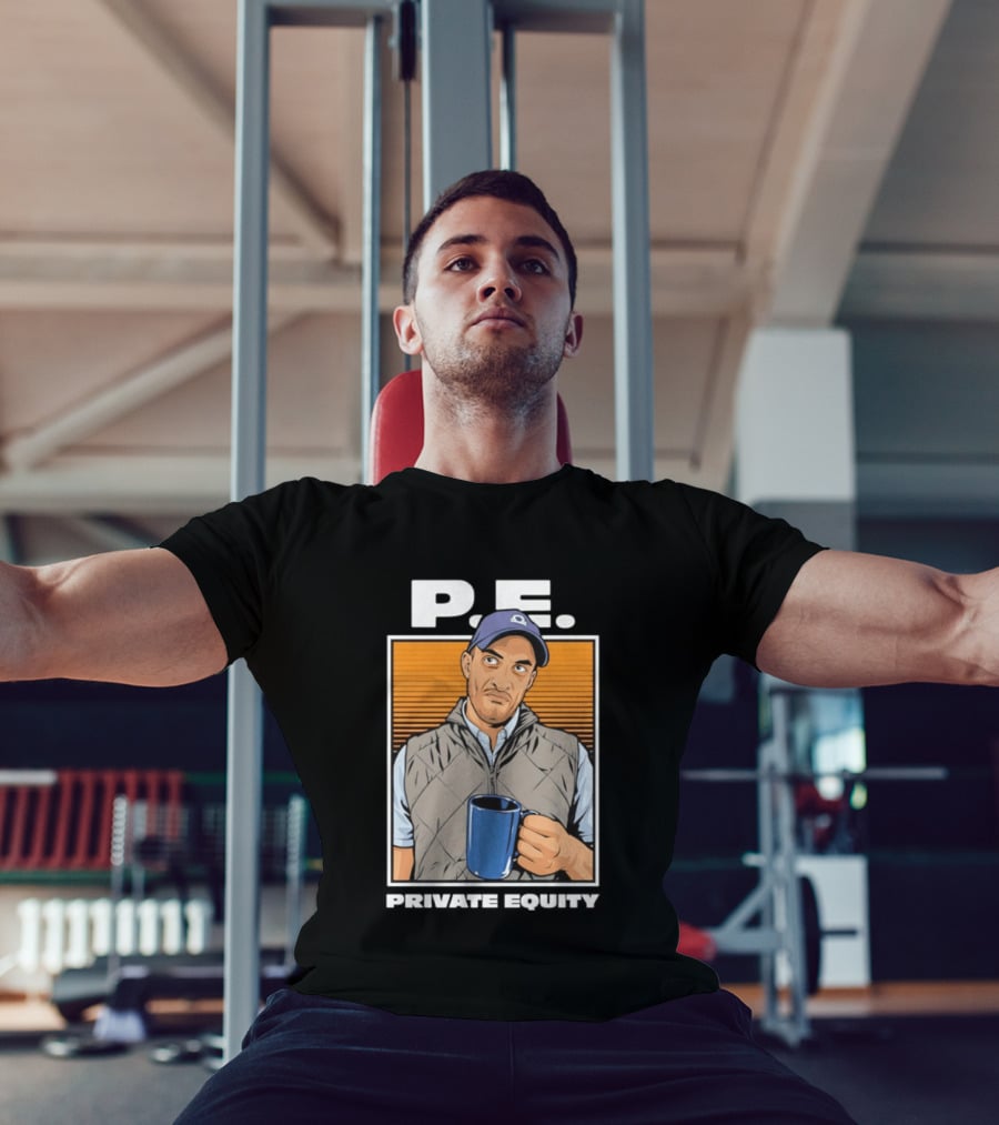 P.E. Guy Holding Coffee In Vest And Cap T-Shirt