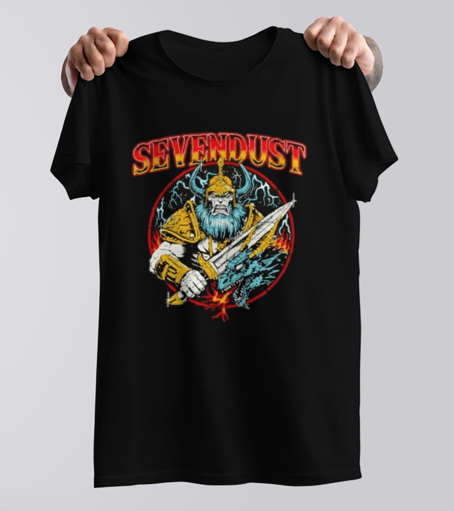 Sevendust Viking Warrior Dragon Battle Axe Power T-Shirt