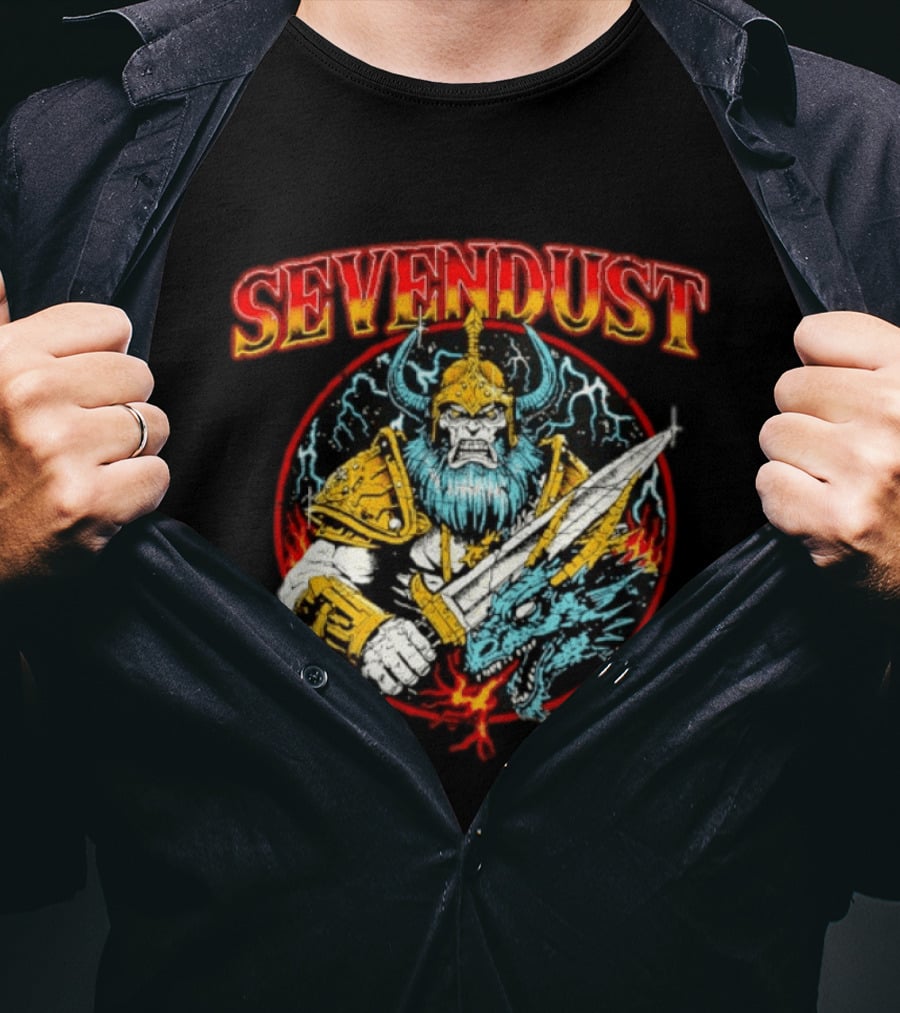 Sevendust Viking Warrior Dragon Battle Axe Power T-Shirt