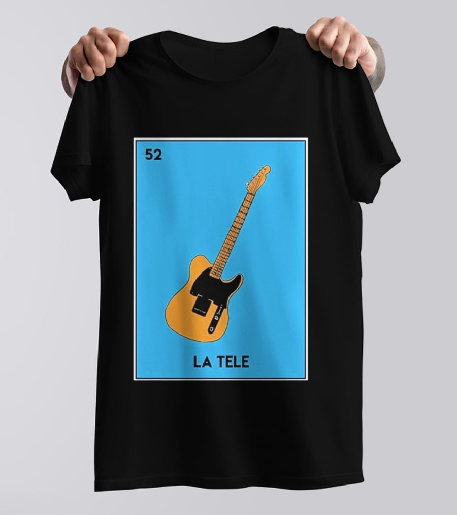 Jeff Garlin La Tele 52 Guitar Image With Number On Blue T-Shirt