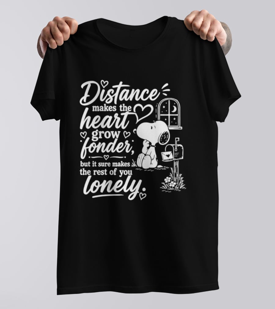 Snoopy Distance Makes The Heart Grow Fonder Lonely Mailbox Scene T-Shirt
