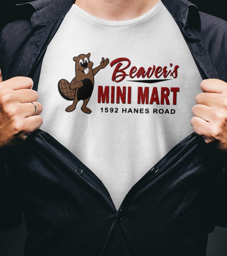 Beaver's Mini Mart Mascot Logo 1592 Hanes Road T-Shirt