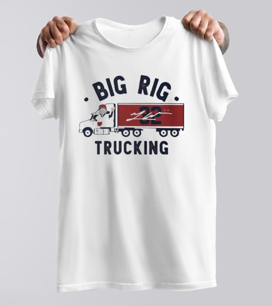 Big Rig Trucking 32 Cartoon Truck Driver With Red Cap T-Shirt