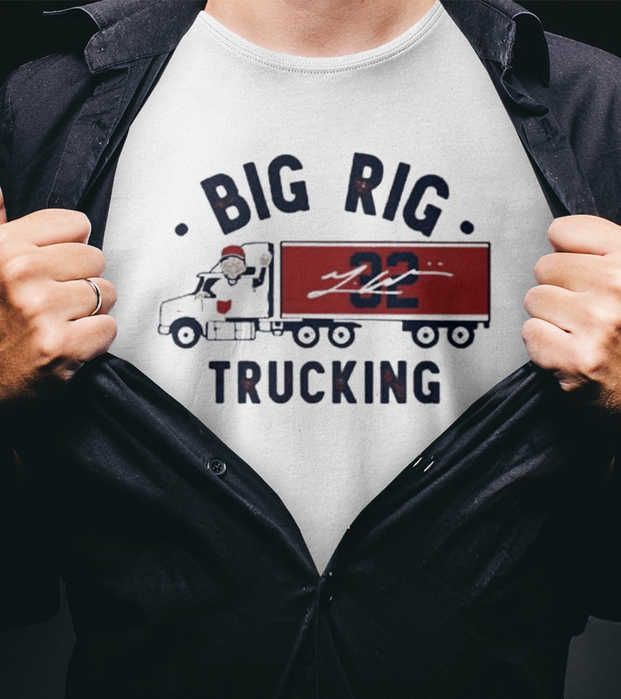 Big Rig Trucking 32 Cartoon Truck Driver With Red Cap T-Shirt