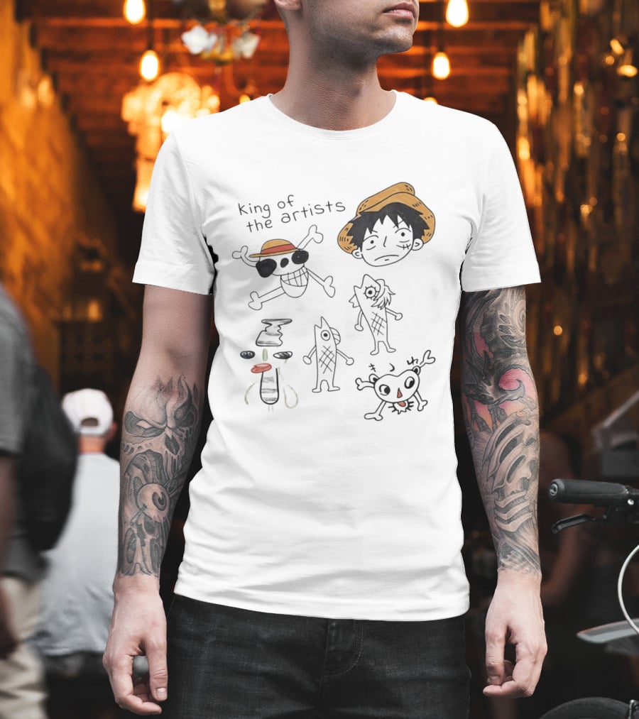 King Of The Artists One Piece Straw Hat Skull Luffy Sketches T-Shirt