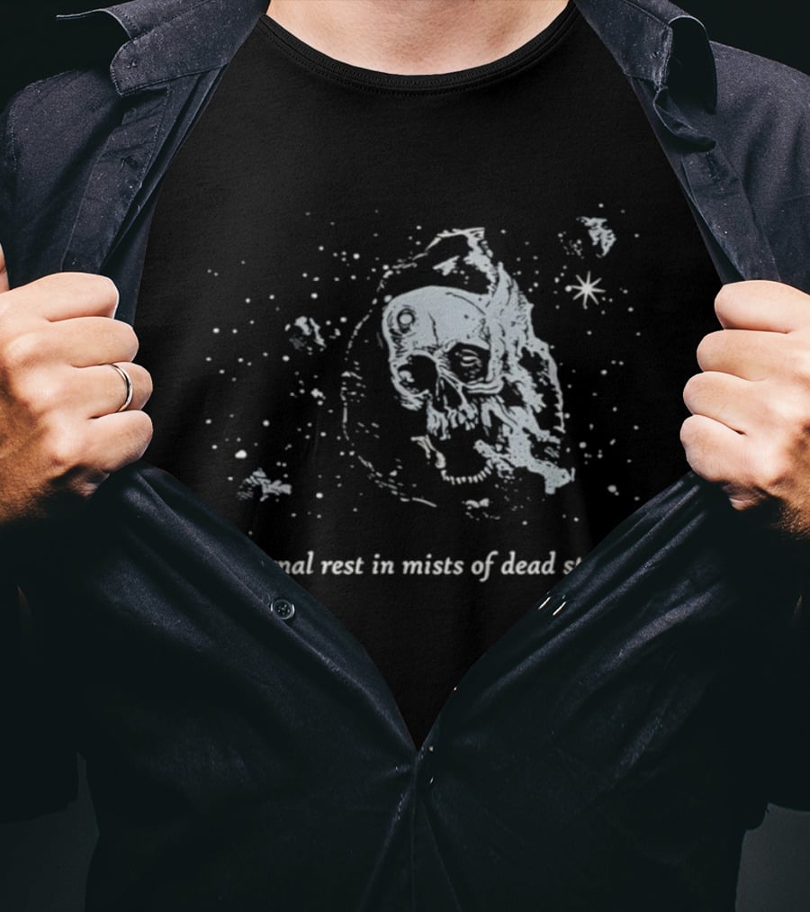 Eternal Rest In Mists Of Dead Stars Skull Space T-Shirt