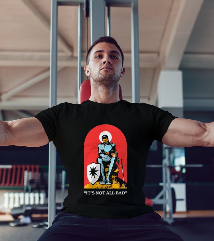 Knight With Armor And Cat Companion On Red T-Shirt