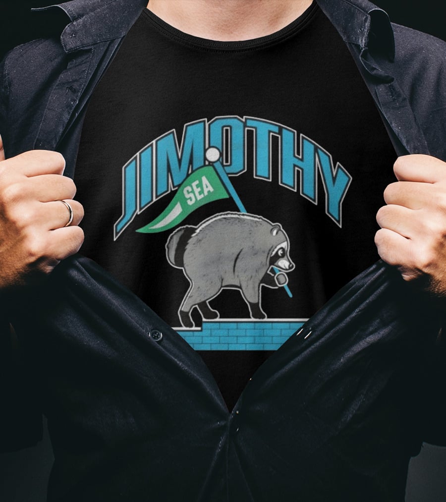 Jimothy SEA Raccoon Holding Flag On Brick Wall T-Shirt