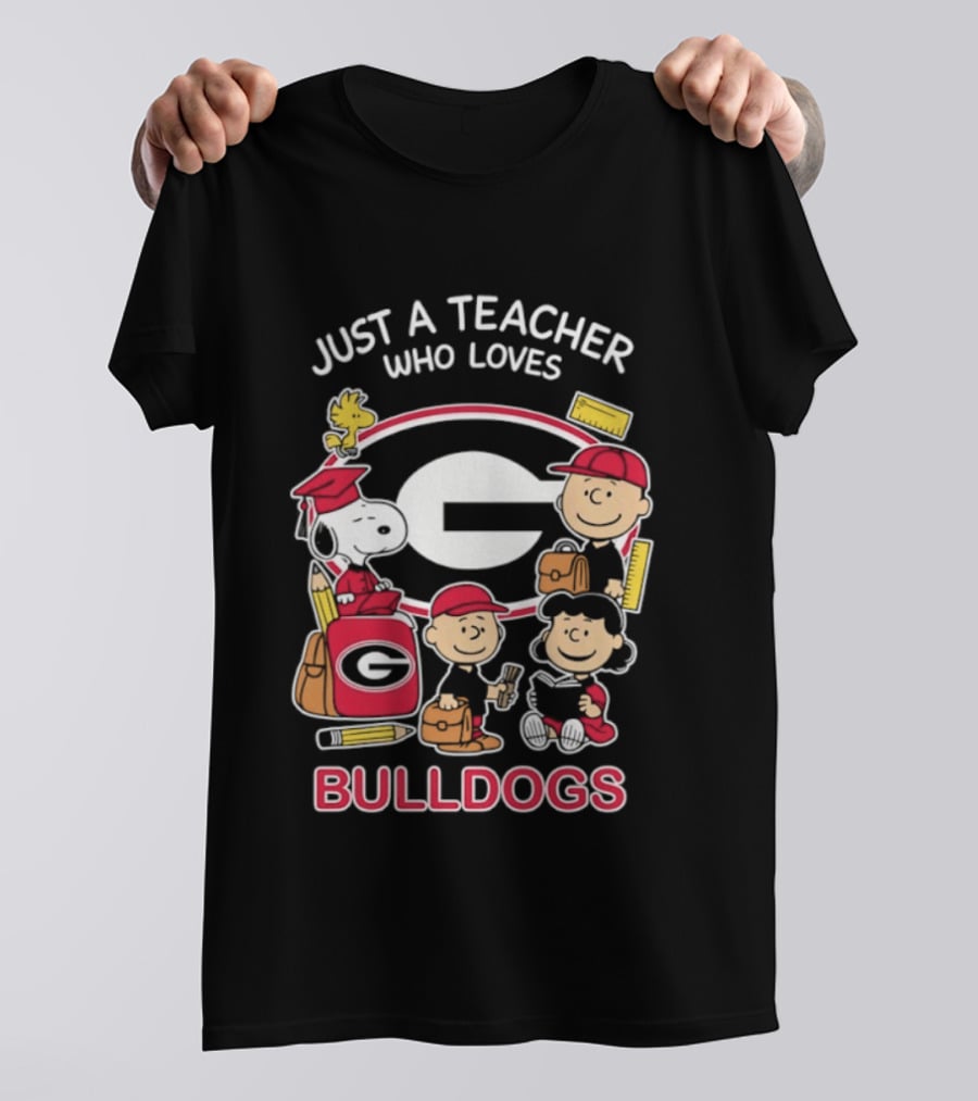 Just A Teacher Who Loves Bulldogs Peanuts X Georgia Football Academics T-Shirt