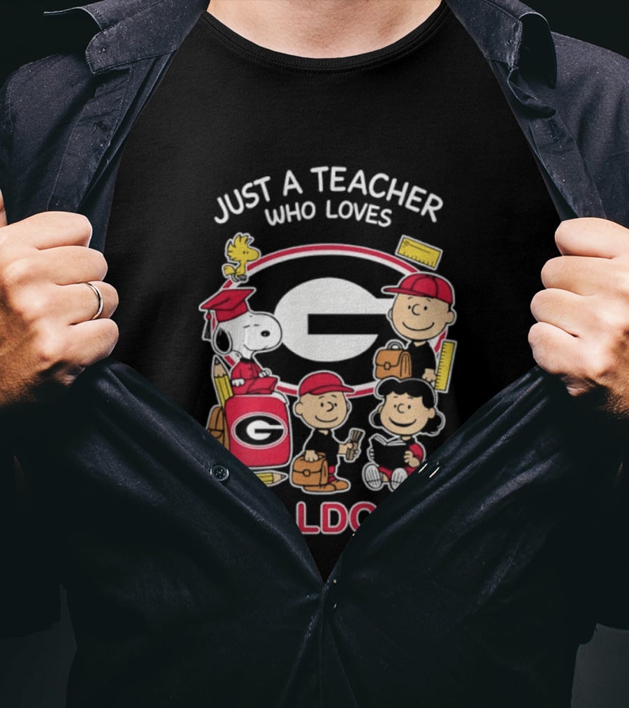 Just A Teacher Who Loves Bulldogs Peanuts X Georgia Football Academics T-Shirt
