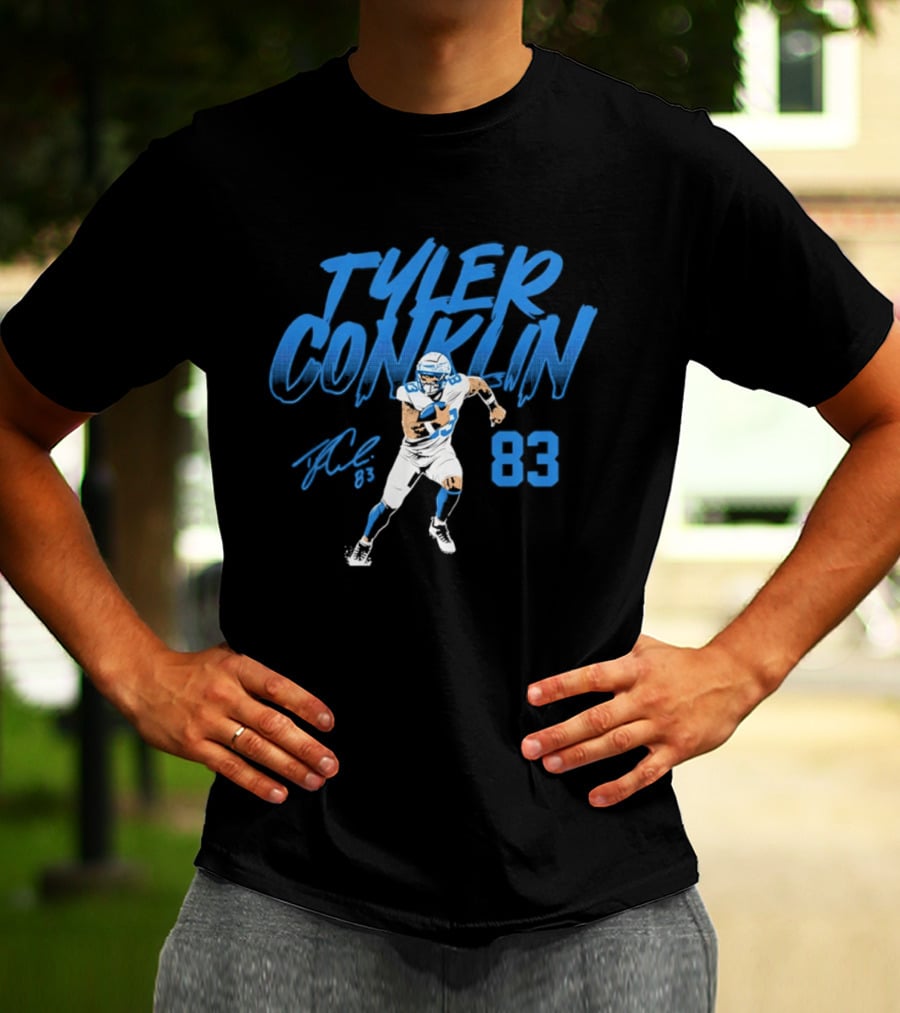 TYLER CONKLIN 83 Detroit Lions Dynamic Pose T-Shirt