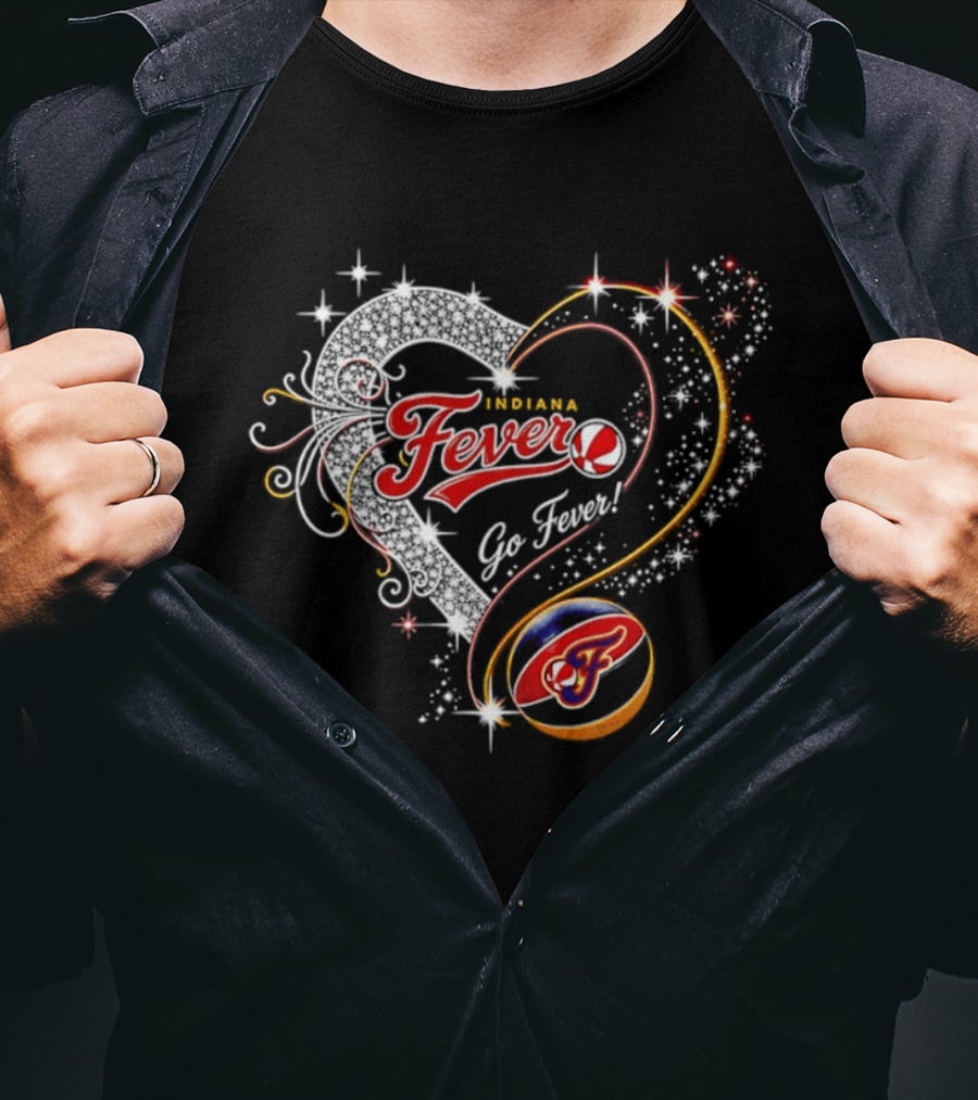 Indiana Fever Heart Go Fever Diamond Sparkle T-Shirt