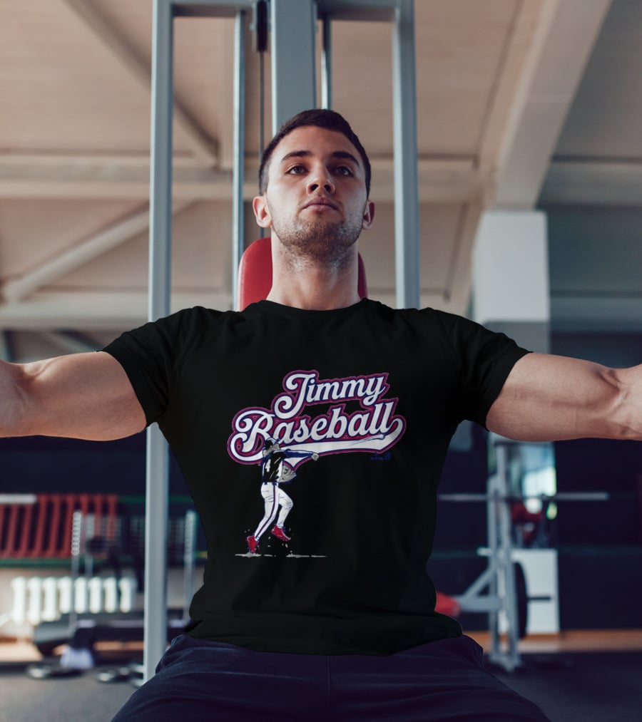 Jimmy Baseball Vintage Style Player Swinging Bat T-Shirt