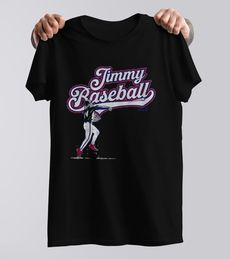 Jimmy Baseball Vintage Style Player Swinging Bat T-Shirt