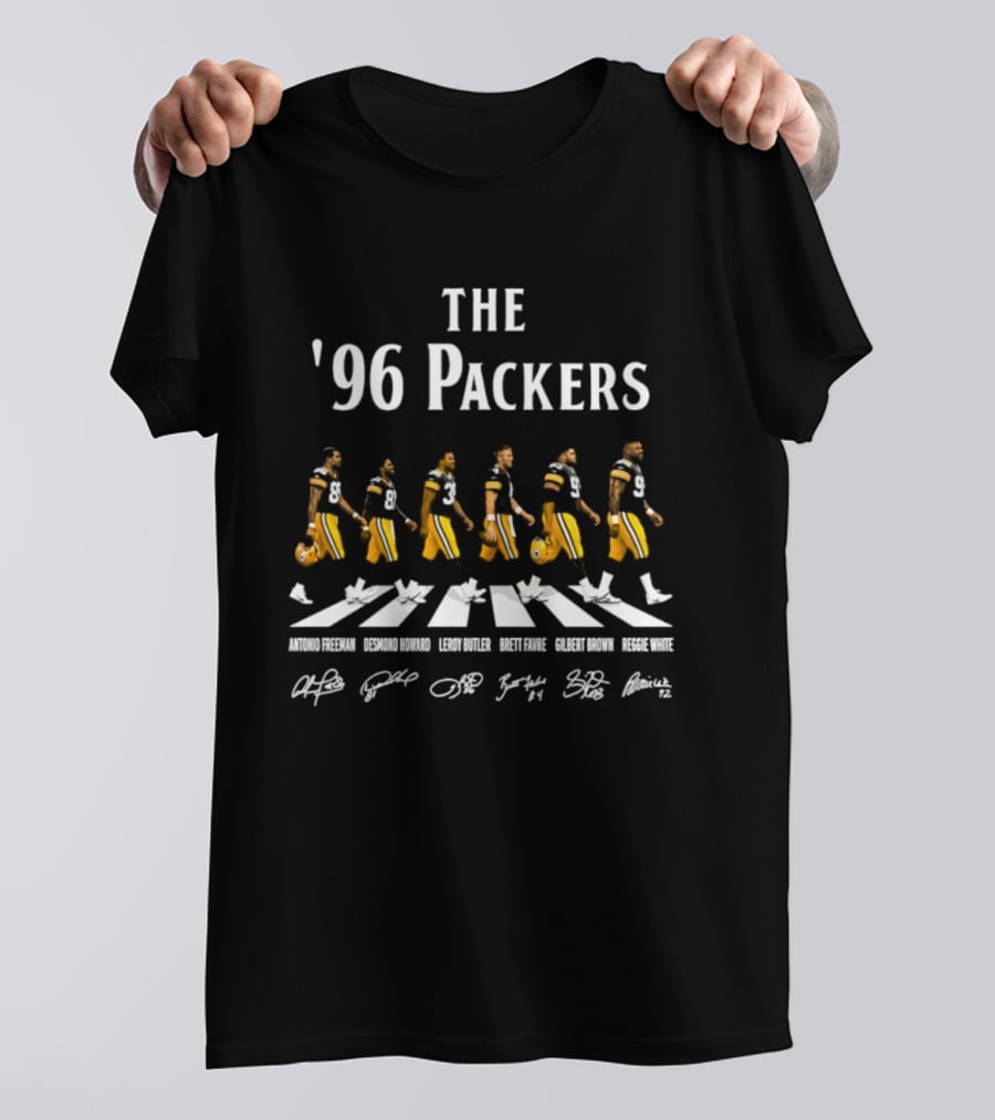96 Packers Antonio Freeman Desmond Howard Leroy Butler Brett Favre Gilbert Brown Reggie White Signatures Green Bay Packers T-Shirt