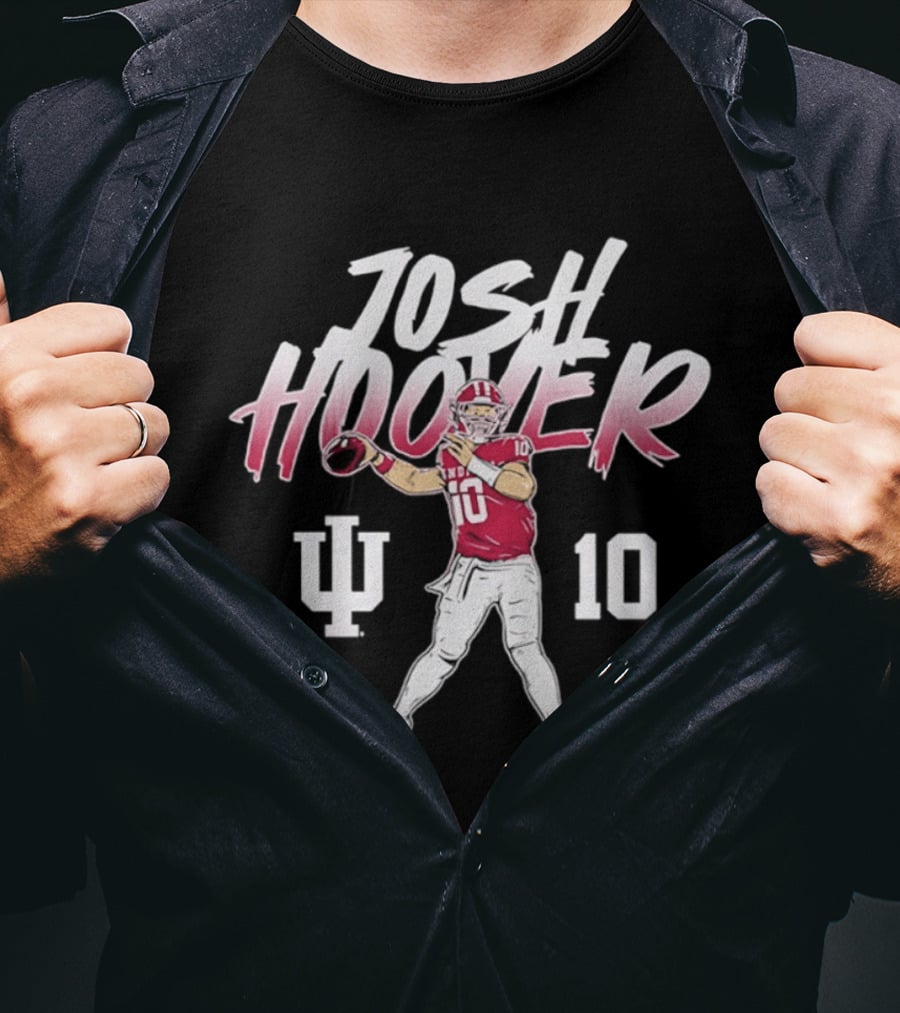 Josh Hoover 10 Indiana Football IU Hoosiers Quarterback Pose T-Shirt