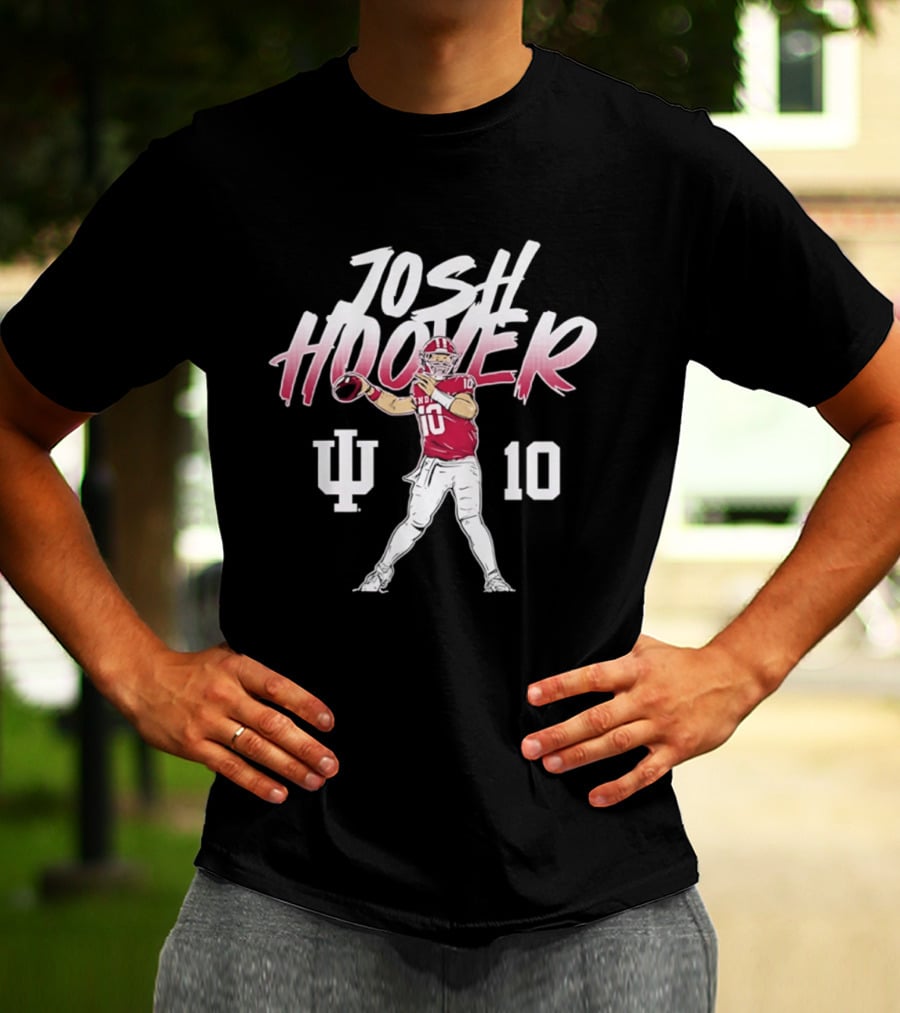 Josh Hoover 10 Indiana Football IU Hoosiers Quarterback Pose T-Shirt