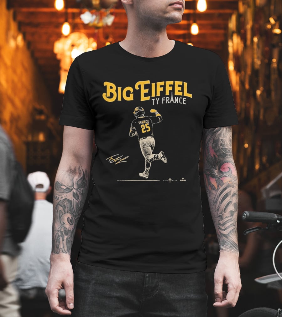 Big Eiffel Ty France 25 Baseball Player T-Shirt