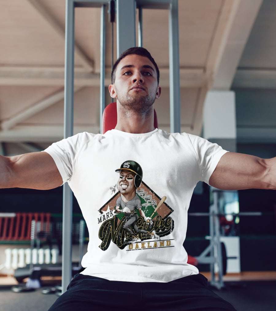 Mark McGwire Oakland Athletics Baseball Caricature Bruce Stark T-Shirt