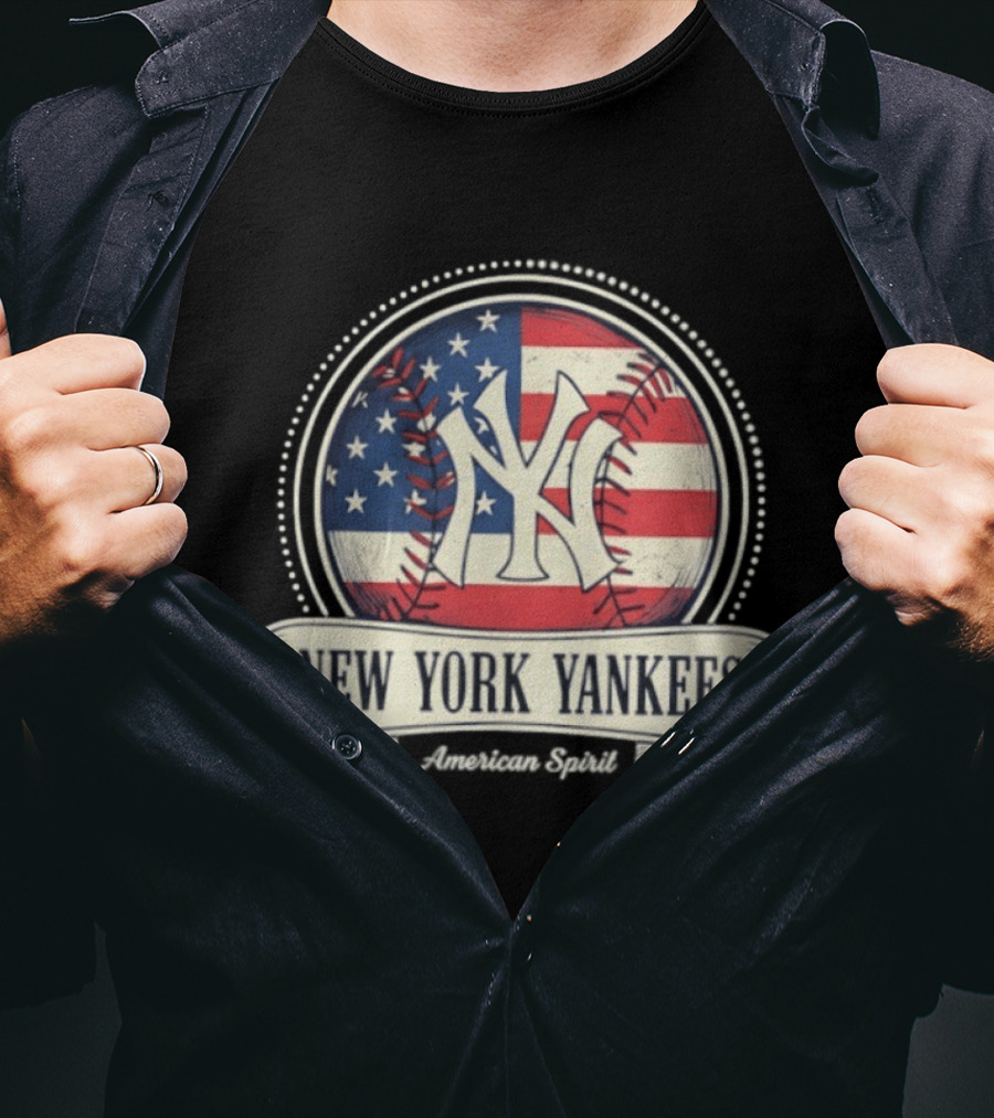 New York Yankees American Flag Baseball Emblem MLB T-Shirt