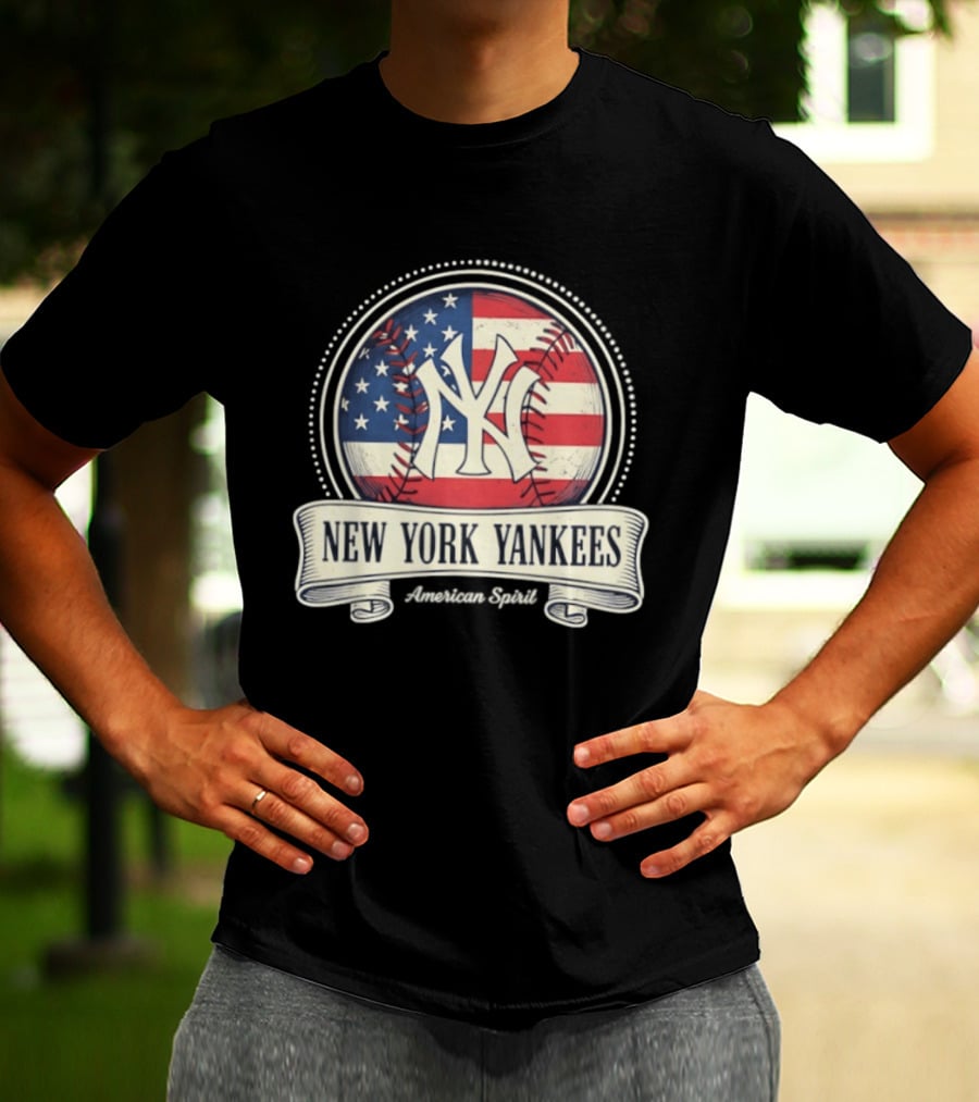 New York Yankees American Flag Baseball Emblem MLB T-Shirt