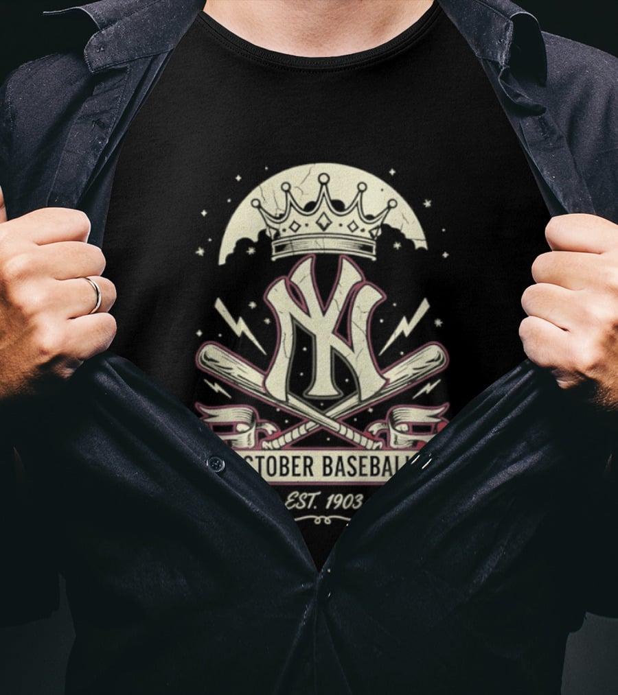New York Yankees October Baseball Retro Emblem Est 1903 T-Shirt