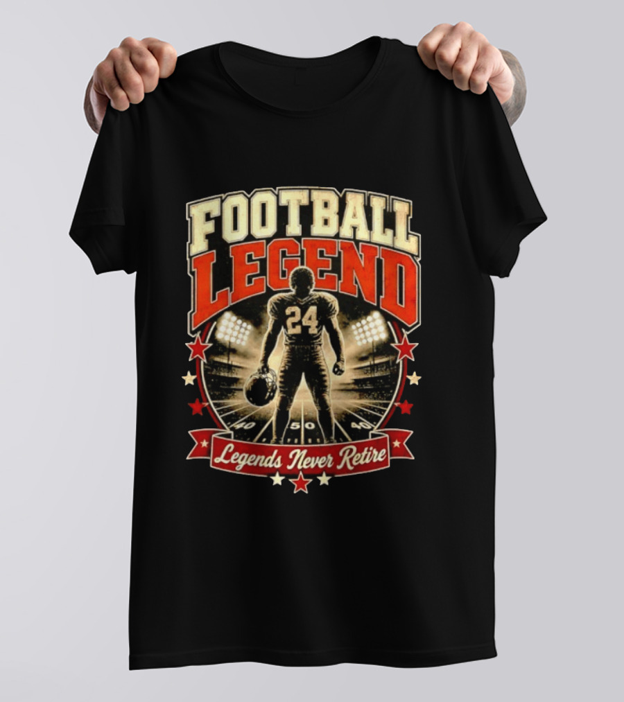 Football Legend 24 Legends Never Retire Stadium Stars T-Shirt