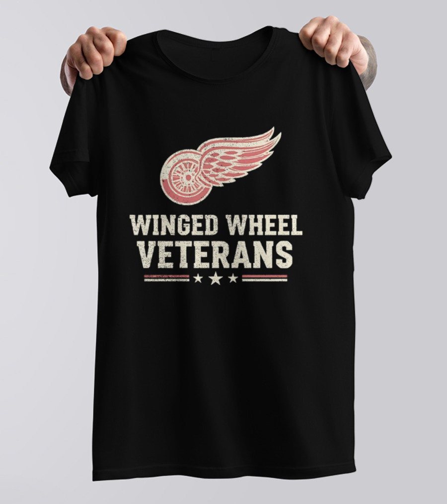 Winged Wheel Veterans Detroit Red Wings Three Stars T-Shirt