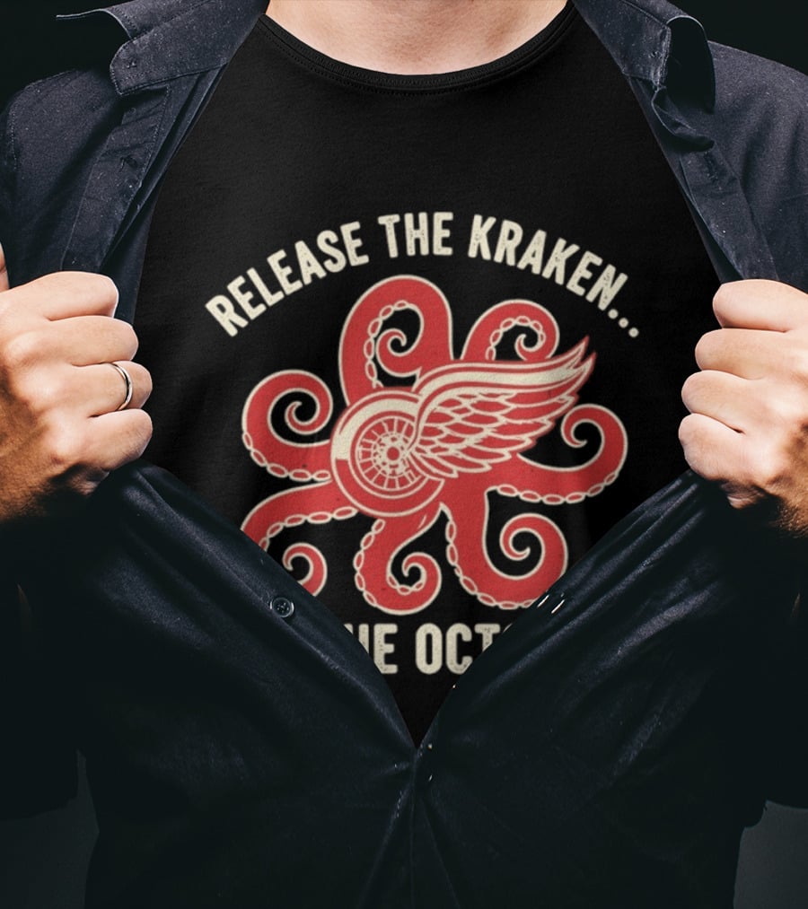 Release The Kraken Or The Octopus Detroit Red Wings NHL Hockey Fan Gear T-Shirt