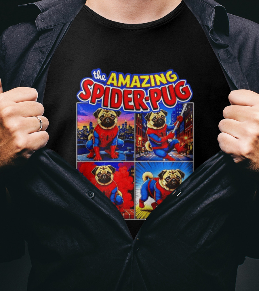 The Amazing Spider Pug Marvel Spider Man Parody Comic T-Shirt