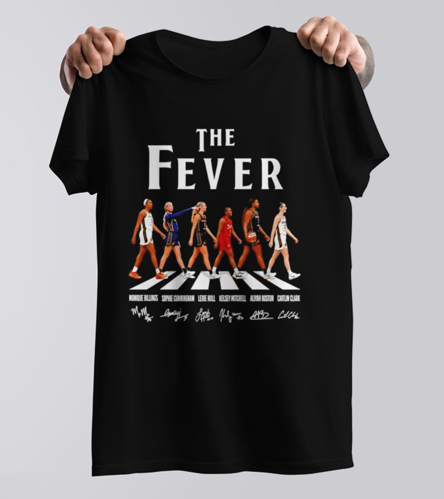The Fever Monique Billings Sophie Cunningham Lexie Hull Kelsey Mitchell Aliyah Boston Caitlin Clark Indiana Fever Abbey Road Signatures T-Shirt