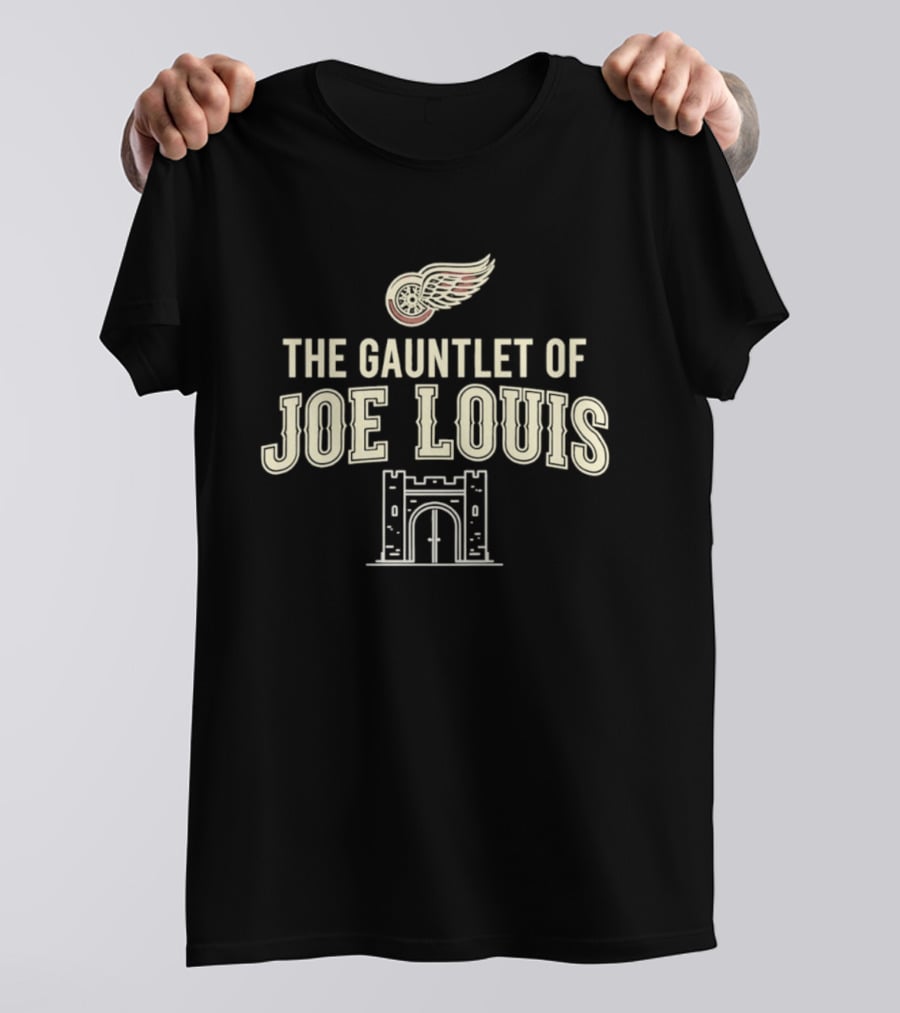 The Gauntlet Of Joe Louis Detroit Red Wings Winged Wheel Archway T-Shirt