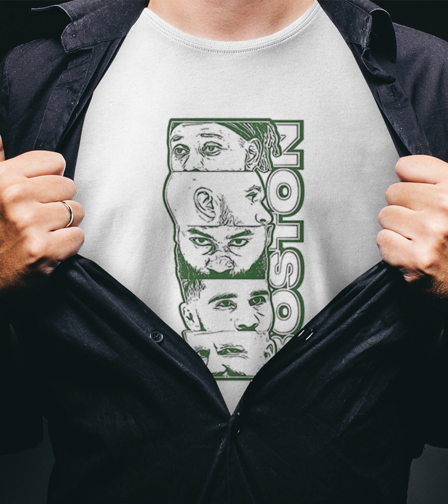 Boston Celtics Starting Five Tatum White Brown Porzingis Holiday T-Shirt
