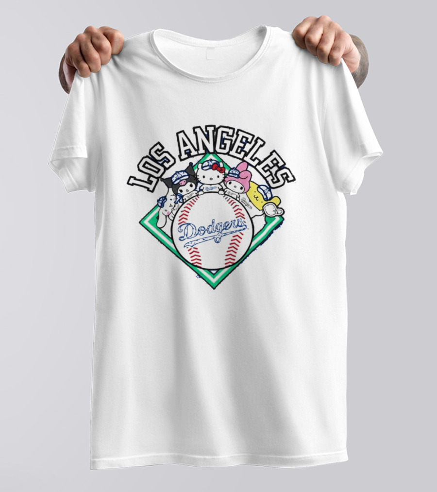 Los Angeles Dodgers Hello Kitty Friends Night Characters T-Shirt