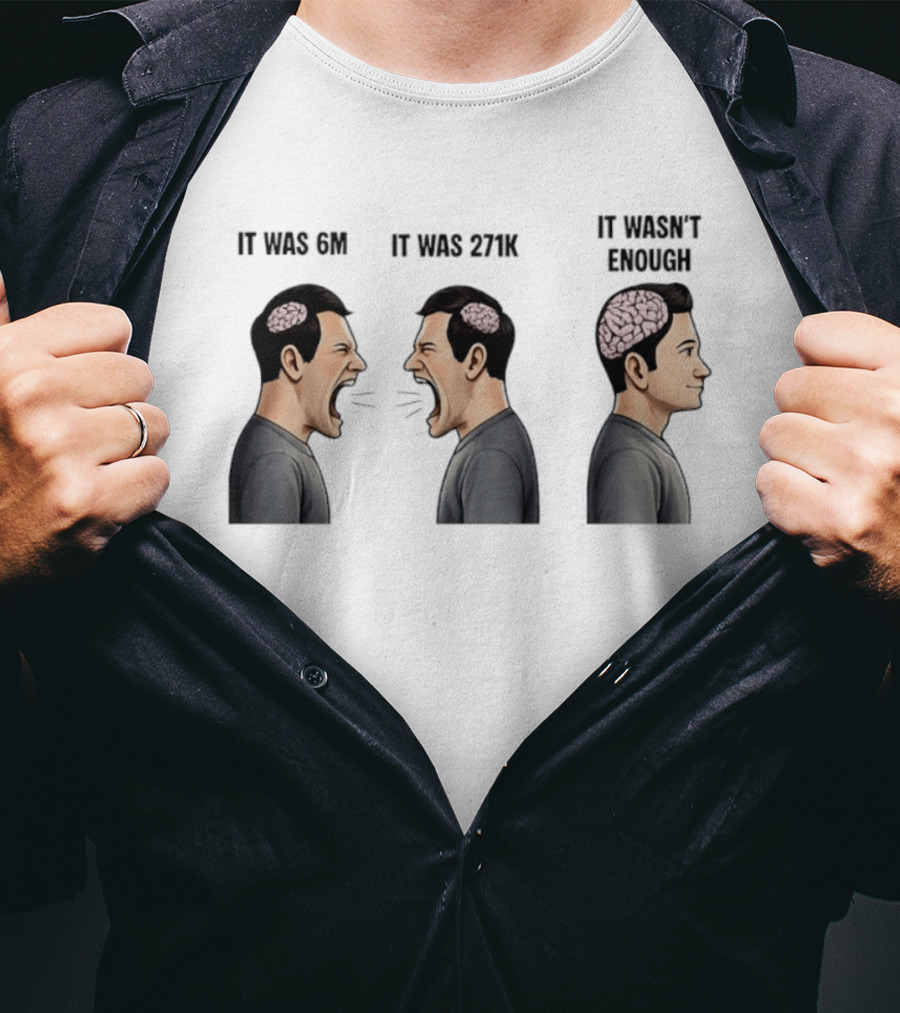 It Was 6M It Was 271K It Wasn't Enough Brain Scream Meme T-Shirt
