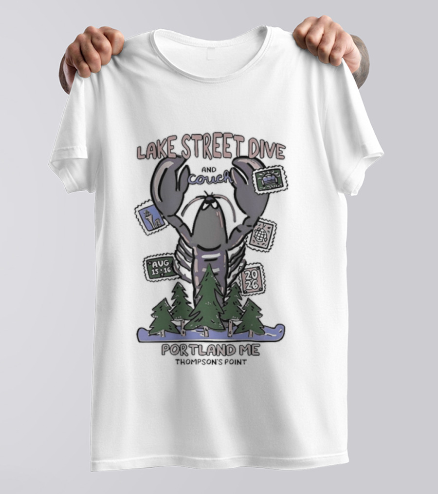 Lake Street Dive Portland ME Thompson's Point 2026 Lobster Trees Ski T-Shirt