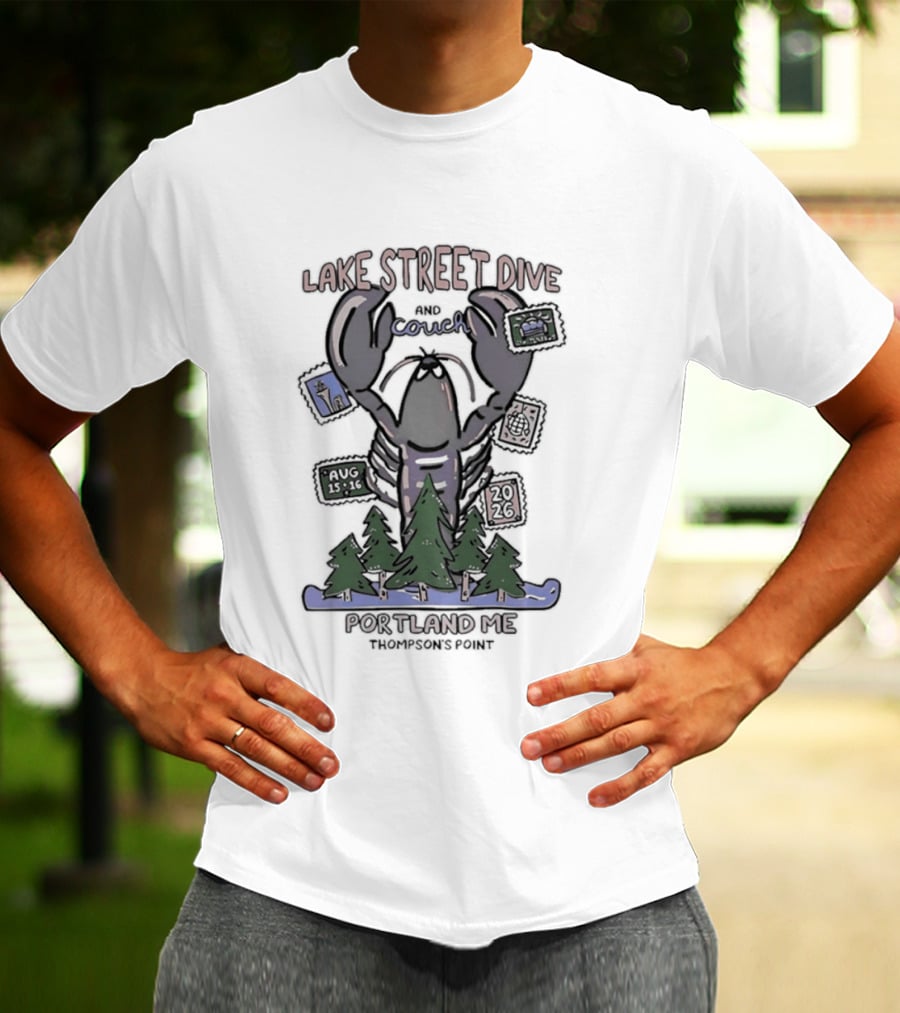 Lake Street Dive Portland ME Thompson's Point 2026 Lobster Trees Ski T-Shirt