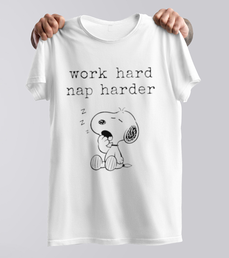 Snoopy Work Hard Nap Harder Peanuts Charlie Brown Zzz T-Shirt