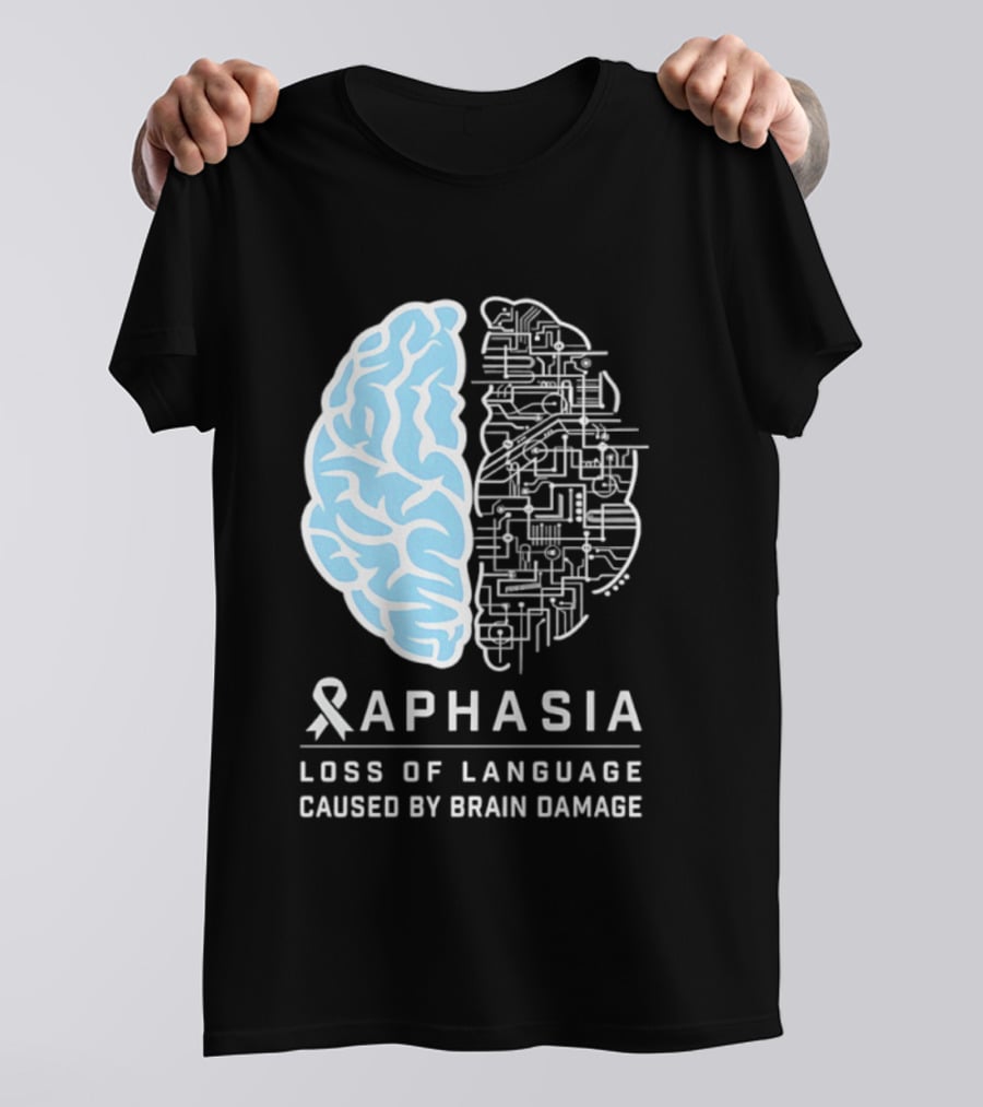 Aphasia Awareness Ribbon Brain Design Loss Of Language Caused By Brain Damage T-Shirt