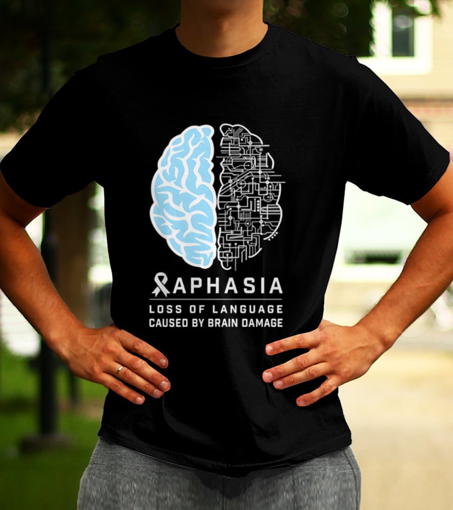 Aphasia Awareness Ribbon Brain Design Loss Of Language Caused By Brain Damage T-Shirt