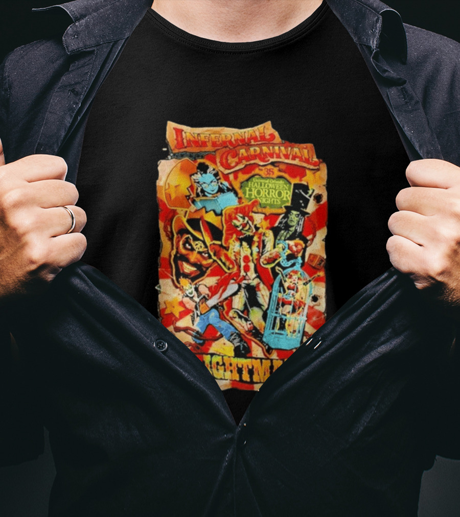 Infernal Carnival Of Nightmares Universal Orlando Halloween Horror Nights 35 Spooky Clown And Ghostly Characters T-Shirt